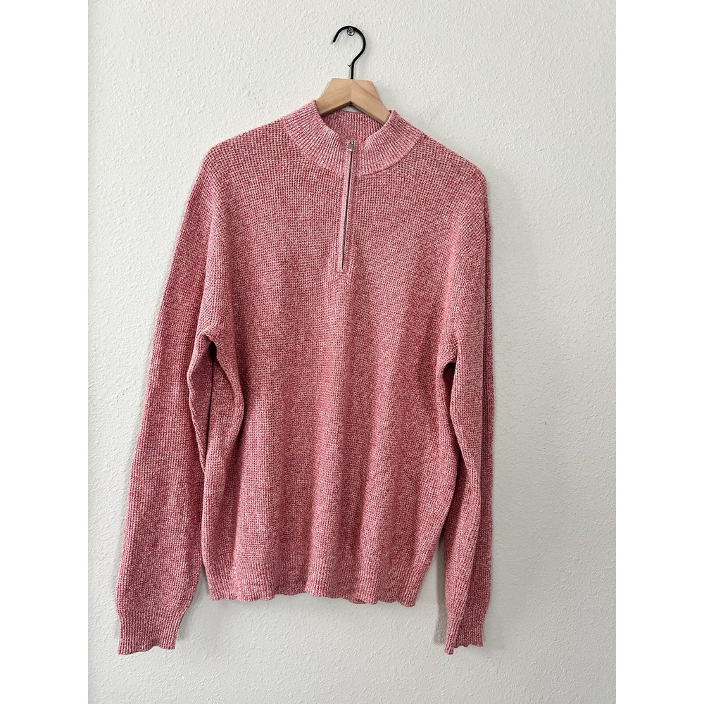 NWOT Peter Millar Crown Cotton Wool Blend Kitts 1/4 Zip Sweater Lychee L $250